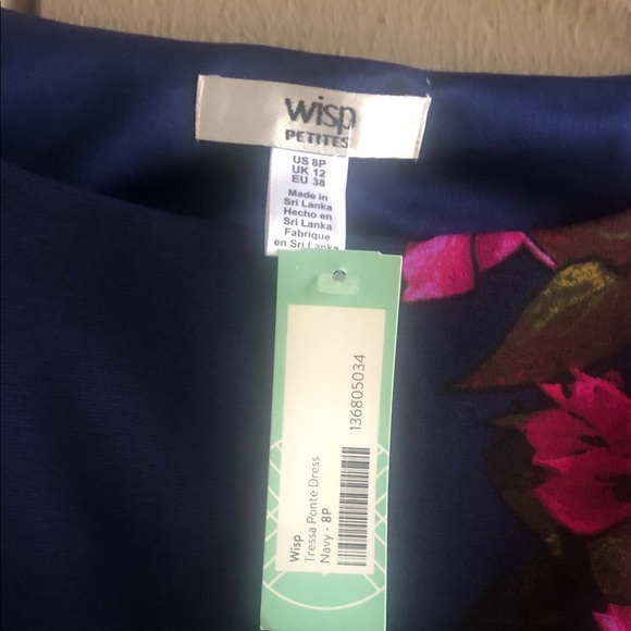 Wisp Elegant Floral Midi Dress in Navy and Fuchsia - Picture 5 of 9